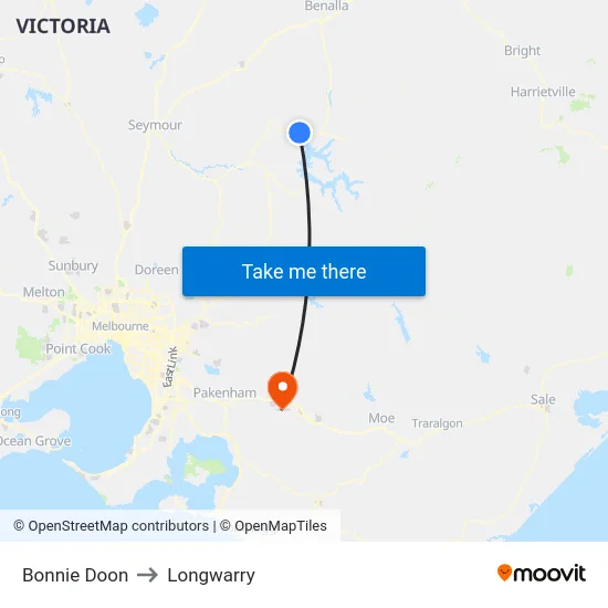 Bonnie Doon to Longwarry map
