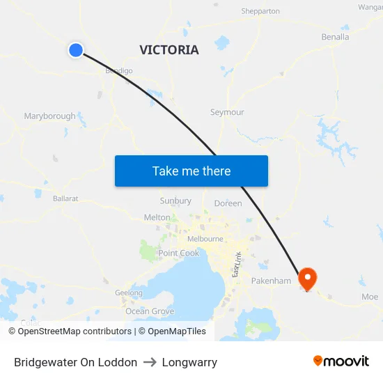 Bridgewater On Loddon to Longwarry map