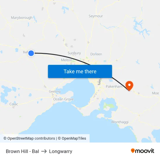 Brown Hill - Bal to Longwarry map