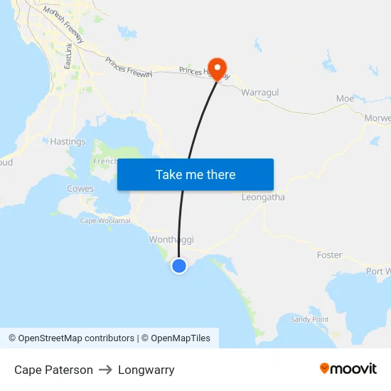 Cape Paterson to Longwarry map