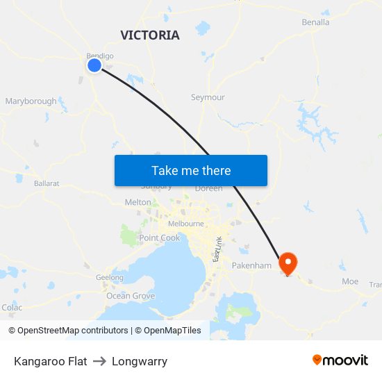 Kangaroo Flat to Longwarry map