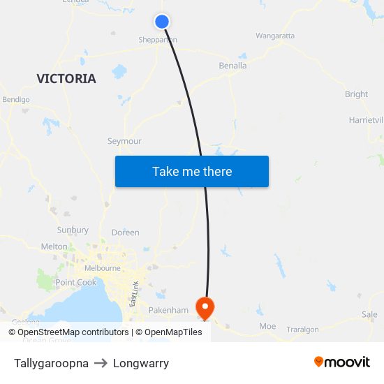 Tallygaroopna to Longwarry map