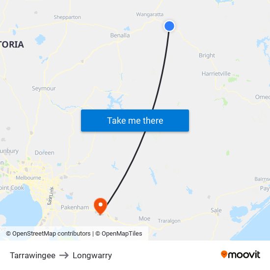 Tarrawingee to Longwarry map