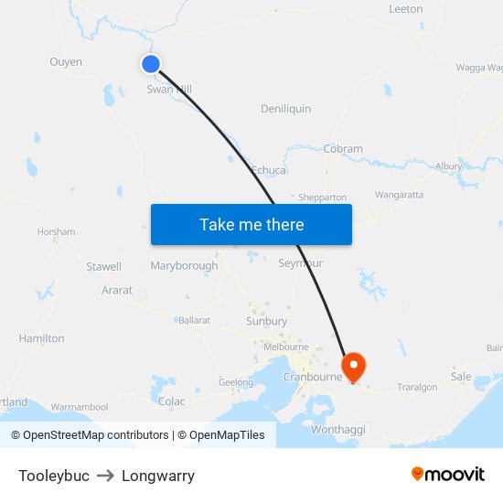 Tooleybuc to Longwarry map