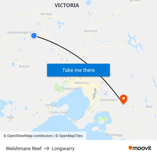 Welshmans Reef to Longwarry map