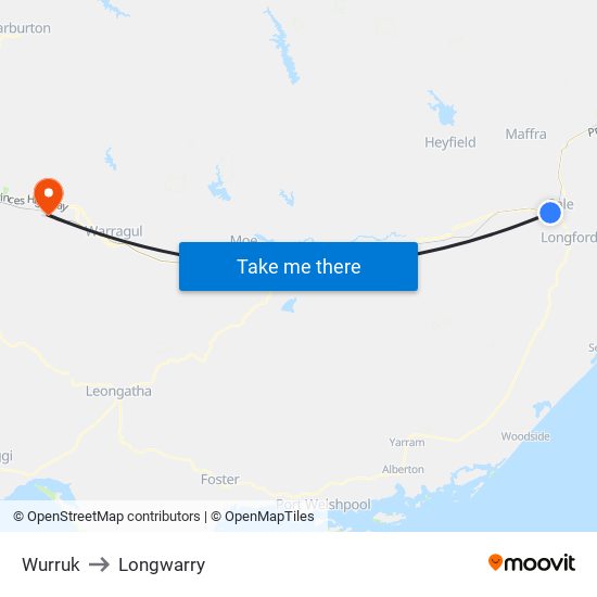 Wurruk to Longwarry map