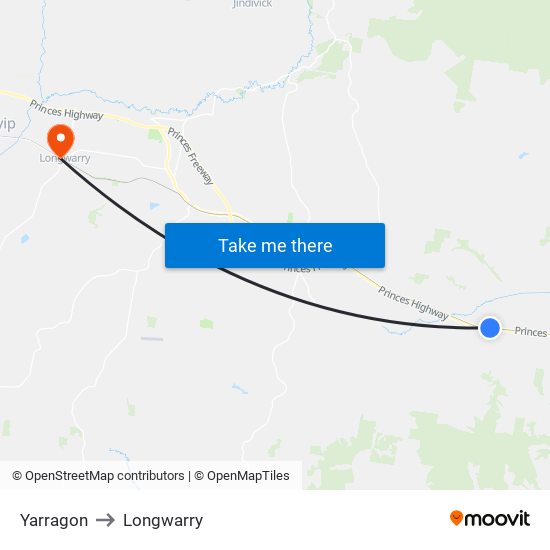 Yarragon to Longwarry map