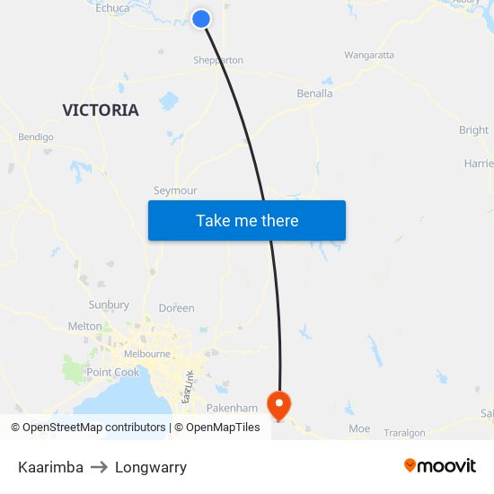Kaarimba to Longwarry map