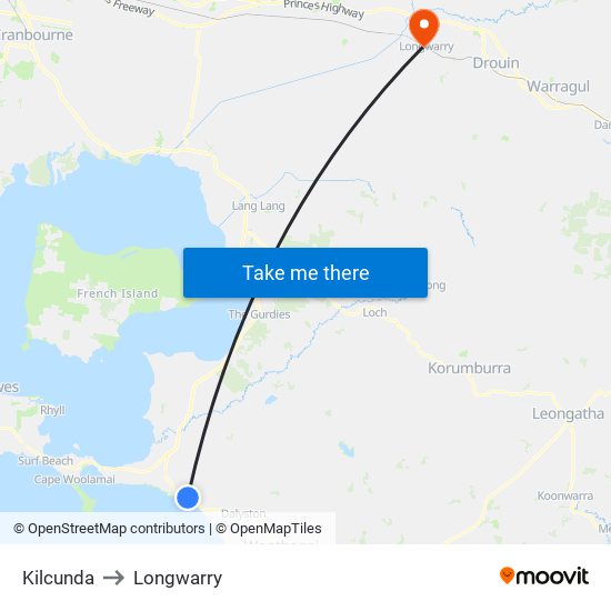 Kilcunda to Longwarry map