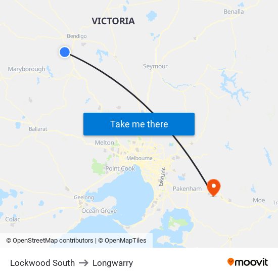 Lockwood South to Longwarry map