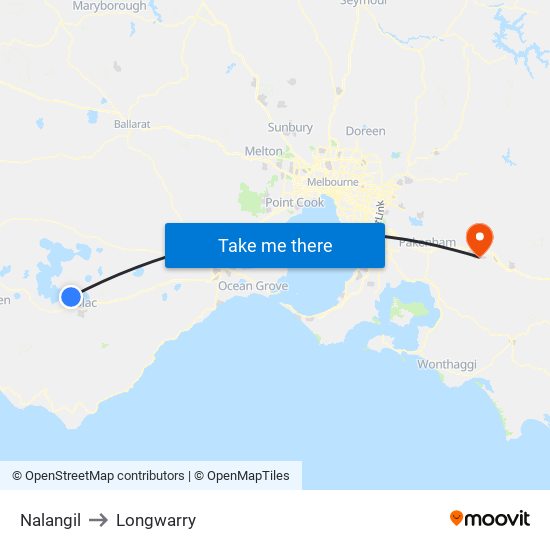 Nalangil to Longwarry map