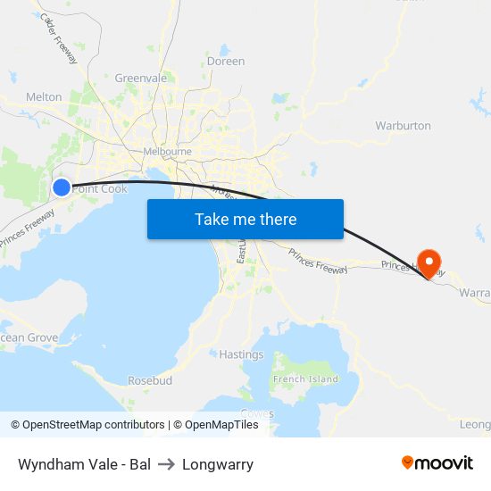 Wyndham Vale - Bal to Longwarry map