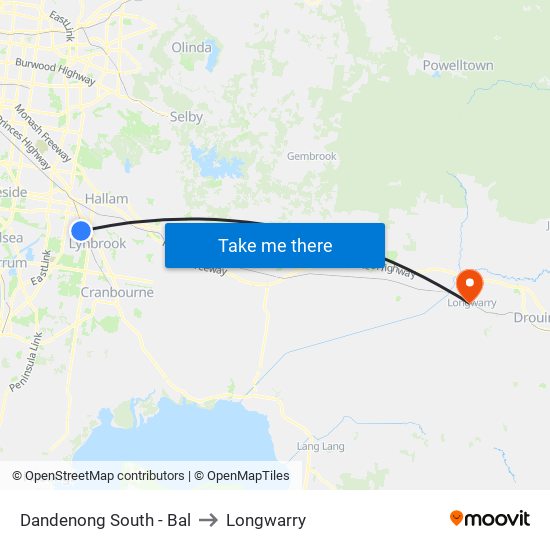 Dandenong South - Bal to Longwarry map