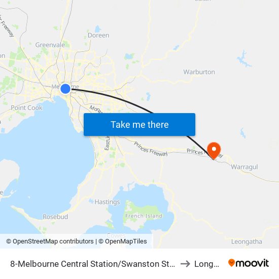 8-Melbourne Central Station/Swanston St (Melbourne City) to Longwarry map