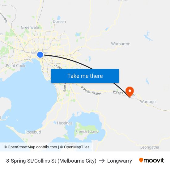 8-Spring St/Collins St (Melbourne City) to Longwarry map