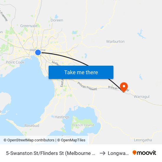5-Swanston St/Flinders St (Melbourne City) to Longwarry map