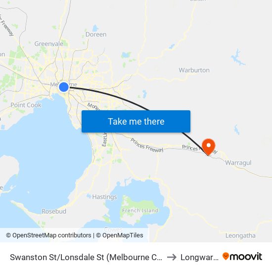 Swanston St/Lonsdale St (Melbourne City) to Longwarry map