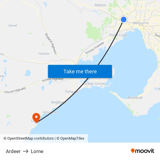 Ardeer to Lorne map