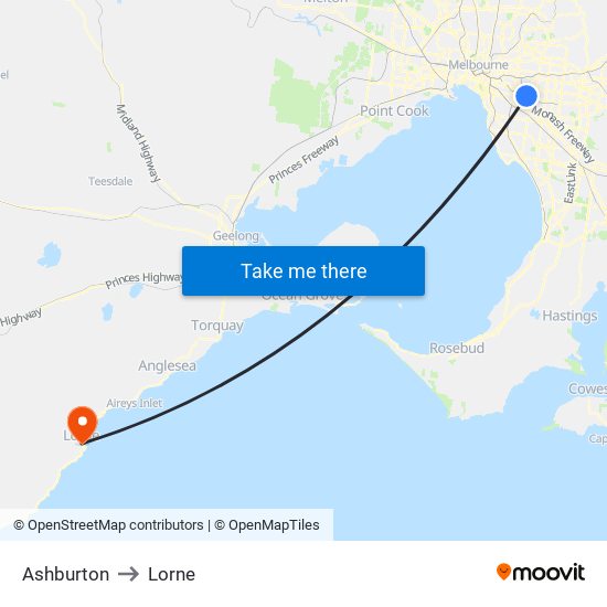 Ashburton to Lorne map