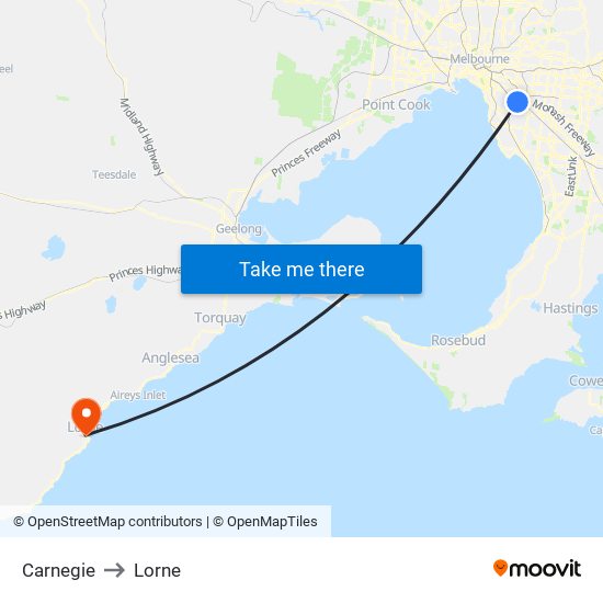 Carnegie to Lorne map