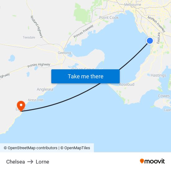 Chelsea to Lorne map