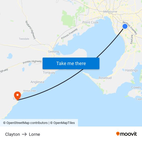 Clayton to Lorne map