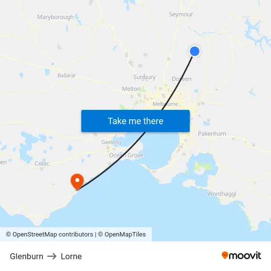 Glenburn to Lorne map