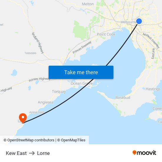 Kew East to Lorne map