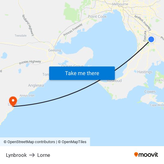 Lynbrook to Lorne map