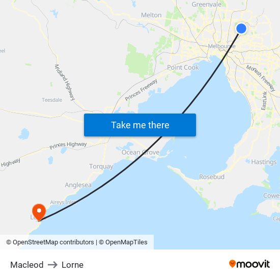 Macleod to Lorne map