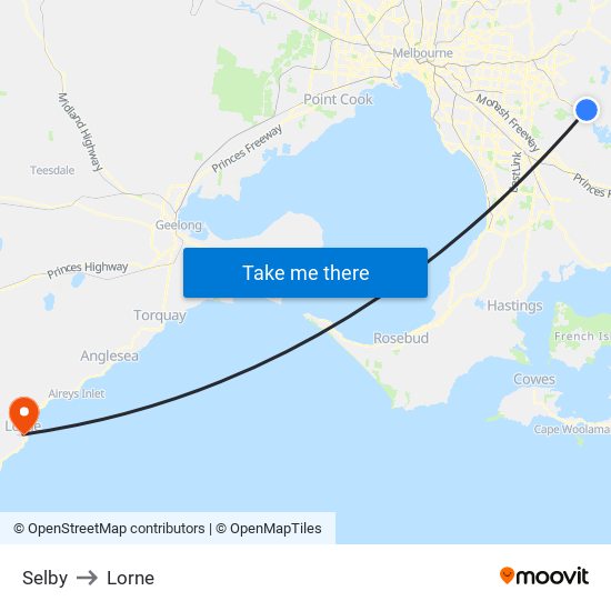 Selby to Lorne map