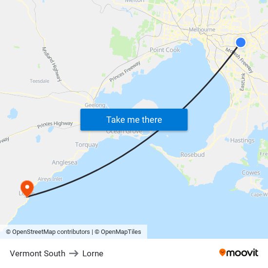 Vermont South to Lorne map