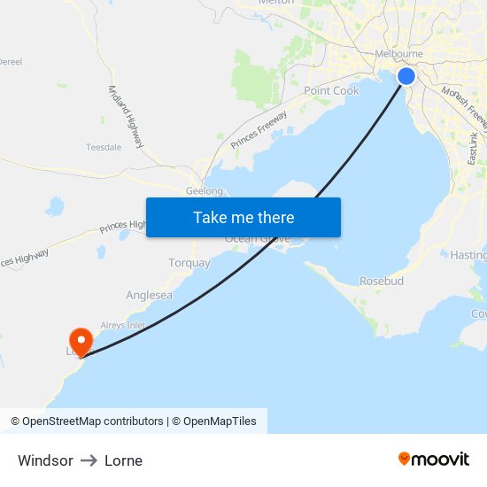 Windsor to Lorne map