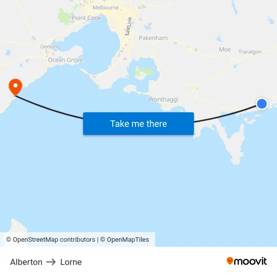 Alberton to Lorne map