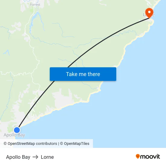Apollo Bay to Lorne map