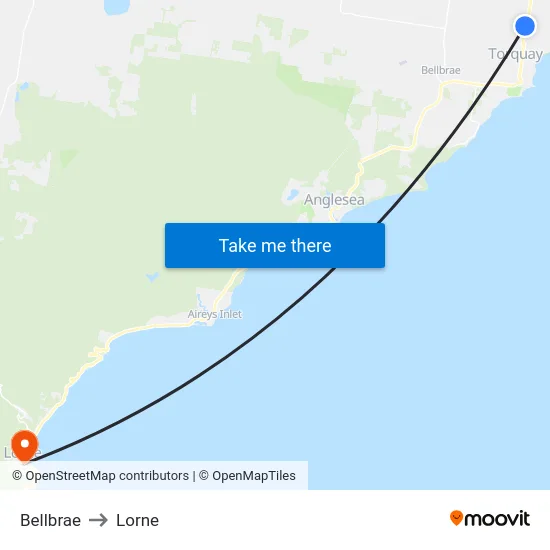 Bellbrae to Lorne map