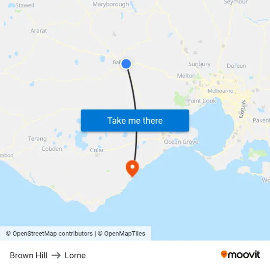 Brown Hill to Lorne map