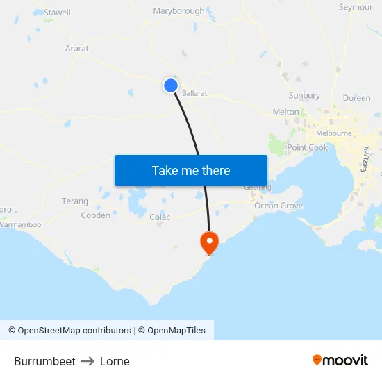 Burrumbeet to Lorne map