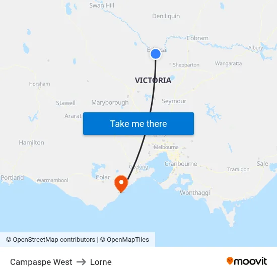 Campaspe West to Lorne map