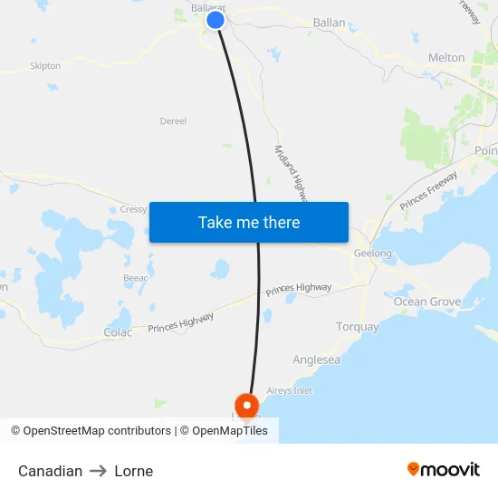 Canadian to Lorne map