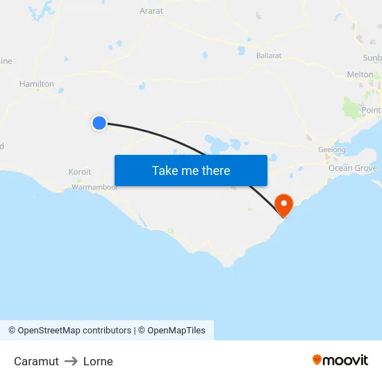Caramut to Lorne map
