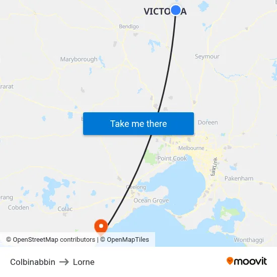 Colbinabbin to Lorne map