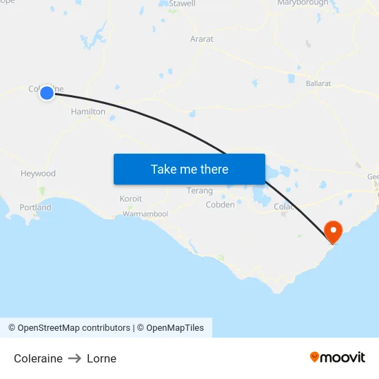 Coleraine to Lorne map