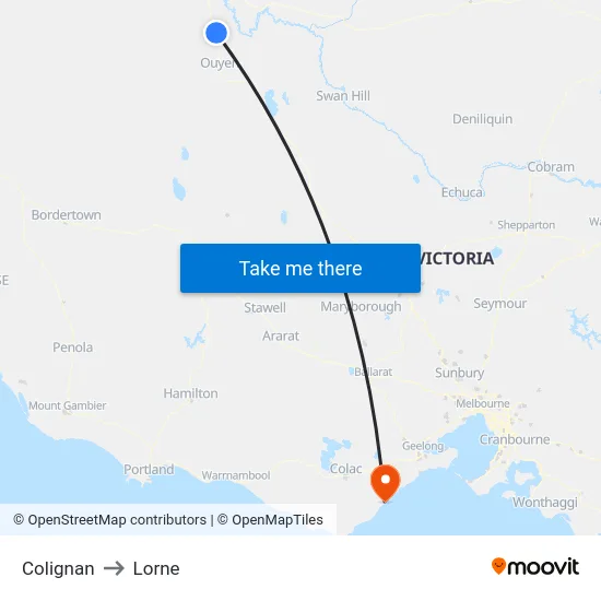 Colignan to Lorne map