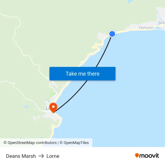 Deans Marsh to Lorne map