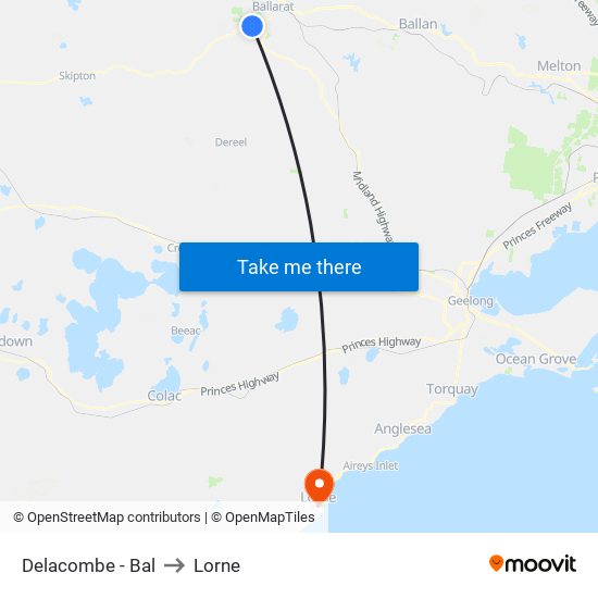 Delacombe - Bal to Lorne map