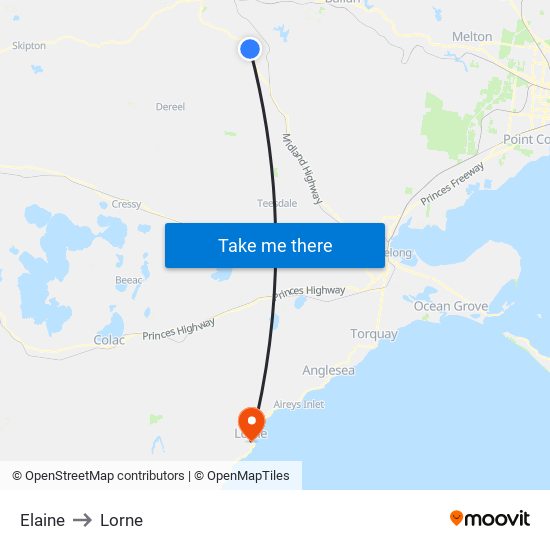 Elaine to Lorne map