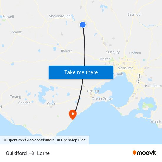 Guildford to Lorne map