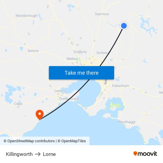 Killingworth to Lorne map