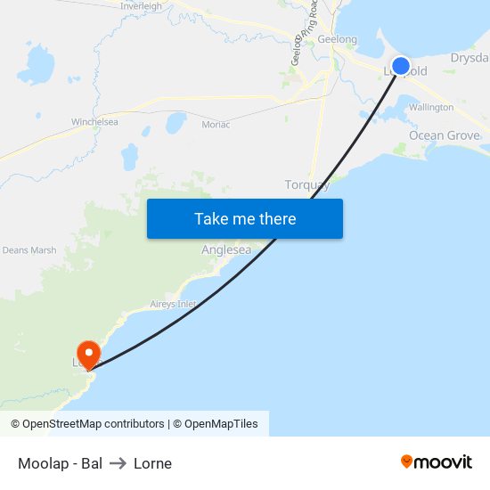 Moolap - Bal to Lorne map